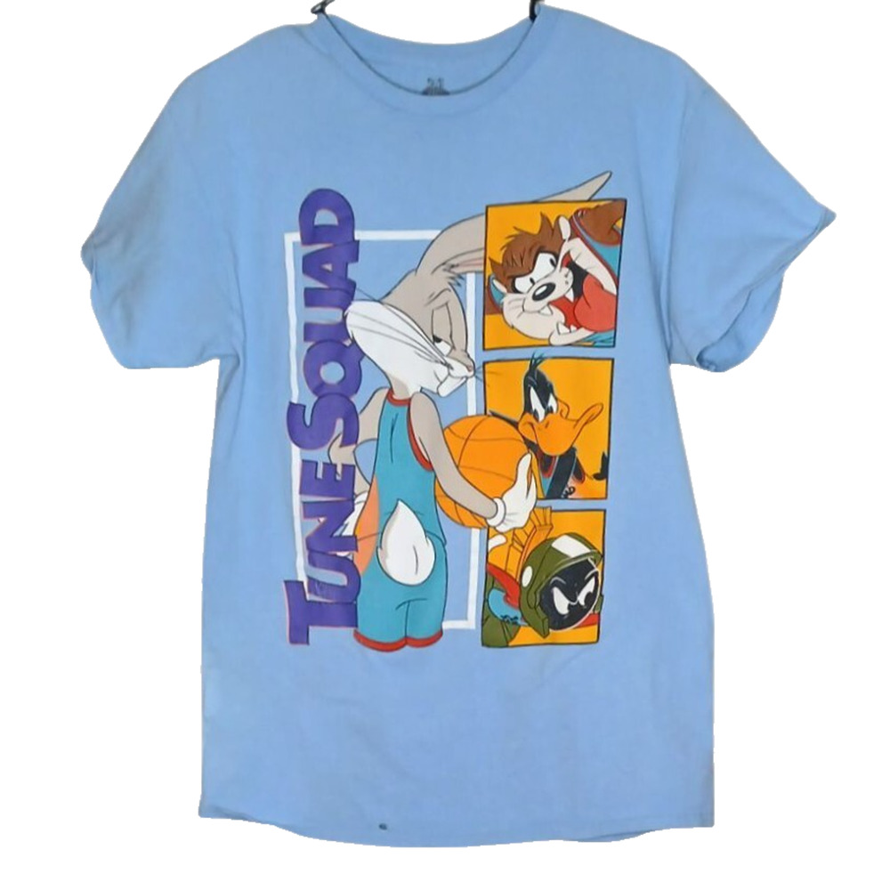 Space Jam A New Legacy Tune Squad T Shirt Mens M‎ Crew Light Blue Graphic Print